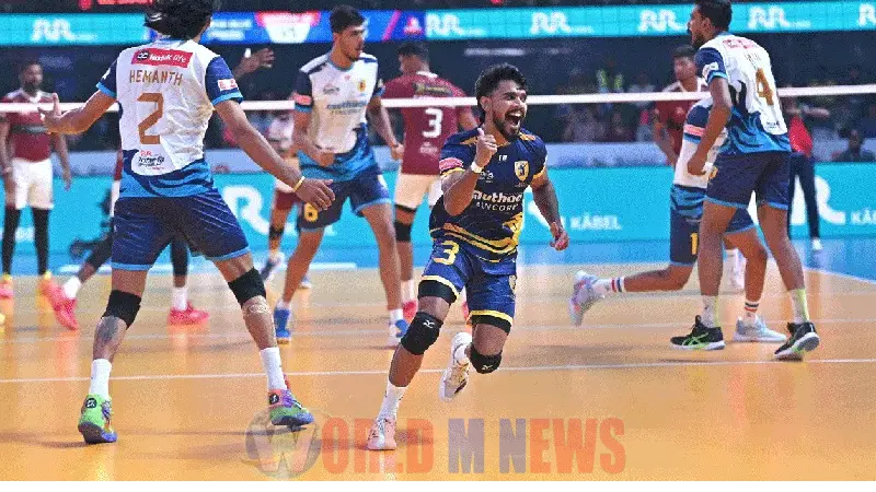 കേരള ഡെർബിയിൽ കാലിക്കറ്റ് ഹീറോസിനെ തകർത്ത് കൊച്ചി ബ്ലൂ സ്പൈക്കേഴ്സ്