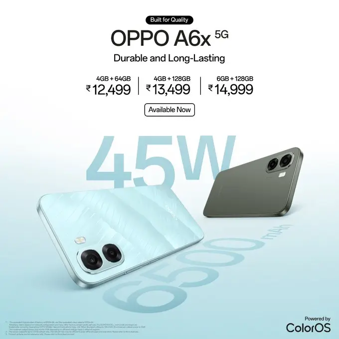 ഓപ്പോ A6x 5G ഇന്ത്യൻ വിപണിയിൽ ലോഞ്ച് ചെയ്തു