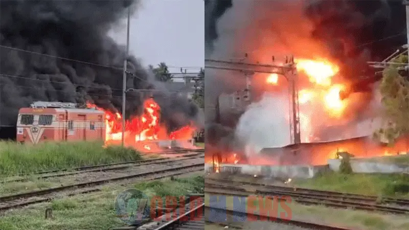 തൃശൂർ റെയിൽവേ സ്റ്റേഷനിൽ ബൈക്ക് പാർക്കിങ്ങിൽ വൻ തീപിടിത്തം