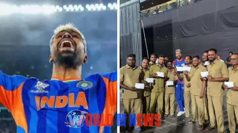 പത്തുലക്ഷംരൂപ വാങ്കഡെ ഗ്രൗണ്ട് സ്റ്റാഫിന് സമ്മാനമായി നൽകി ഹാർദിക് പാണ്ഡ്യ