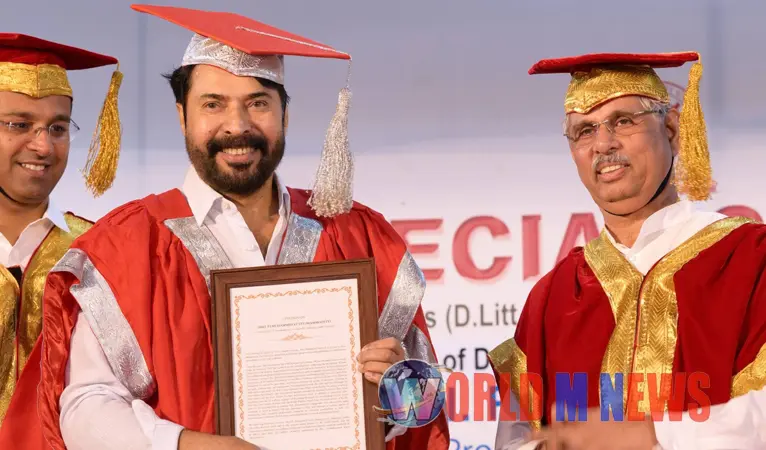 എംജി സർവകലാശാലയുടെ ഡി ലിറ്റ് ബഹുമതി ഏറ്റുവാങ്ങി മെഗാസ്റ്റാർ  മമ്മൂട്ടി