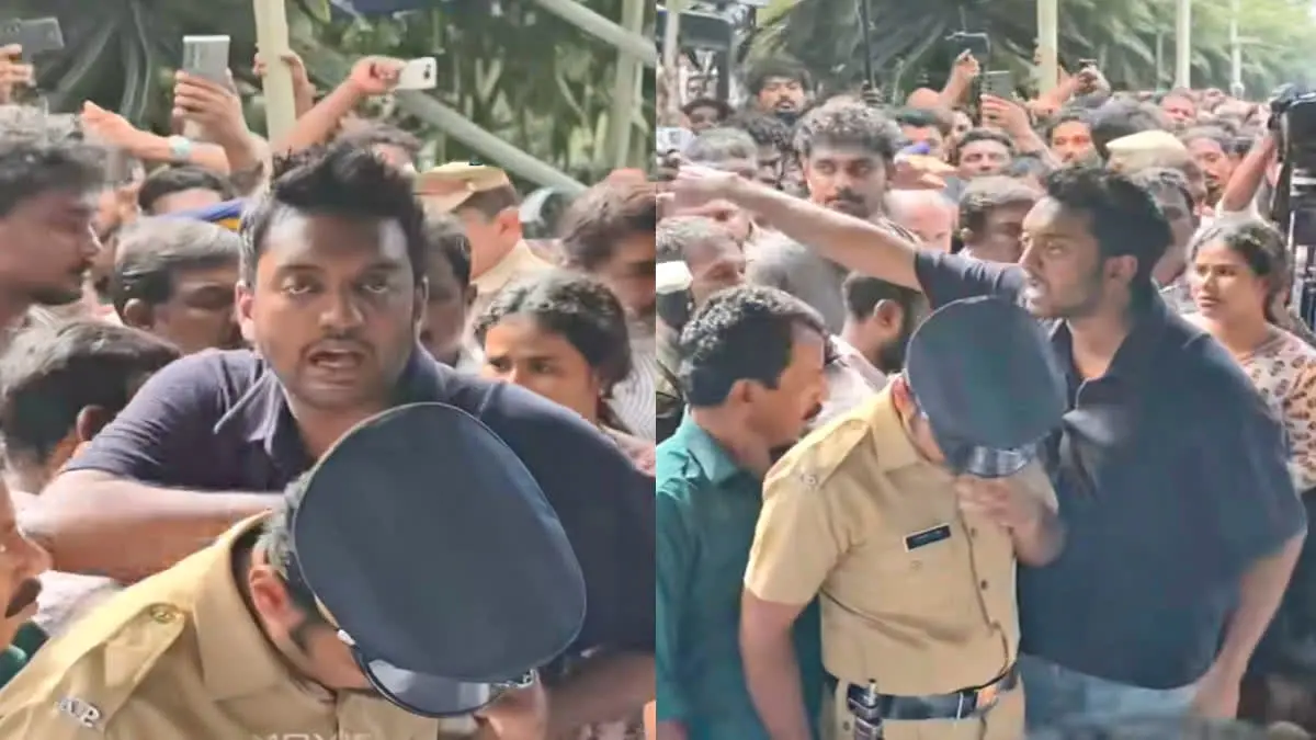 സംസ്കാരച്ചടങ്ങിൽ മാധ്യമങ്ങളുടെ തള്ളിക്കയറ്റം, നിയന്ത്രണം നഷ്ടപ്പെട്ട് ചന്തു സലീംകുമാർ