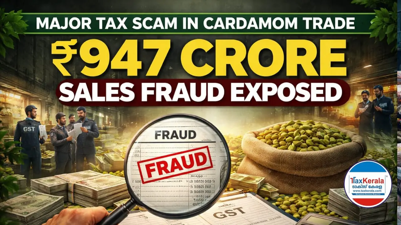 അടിമാലി കേന്ദ്രീകരിച്ച് ഏലം വ്യാപാരത്തിൽ ₹947 കോടി  വിറ്റു വരവ് വെട്ടിപ്പ് കണ്ടെത്തി; വൻ ജി.എസ്.ടി. വെട്ടിപ്പ് പുറത്തായി