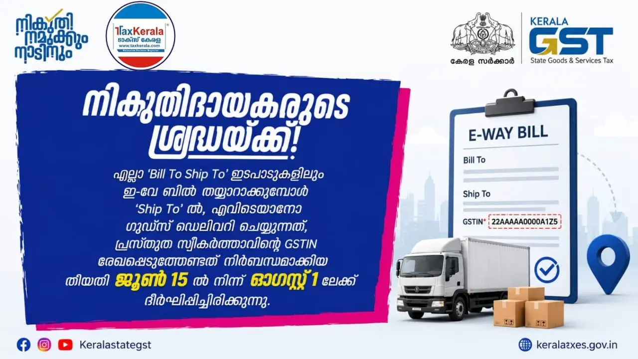വ്യാപാരികൾക്ക് അധിക സമയം നൽകി ജിഎസ്ടി വകുപ്പ്; പുതിയ ഇ-വേ ബിൽ നിബന്ധന നീട്ടി