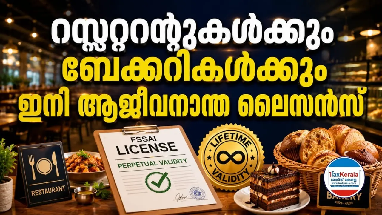 റസ്റ്ററന്റുകൾക്കും ബേക്കറികൾക്കും ഇനി ആജീവനാന്ത ലൈസൻസ്; ലൈസൻസ് പുതുക്കൽ ബാധ്യത ഒഴിവാക്കി