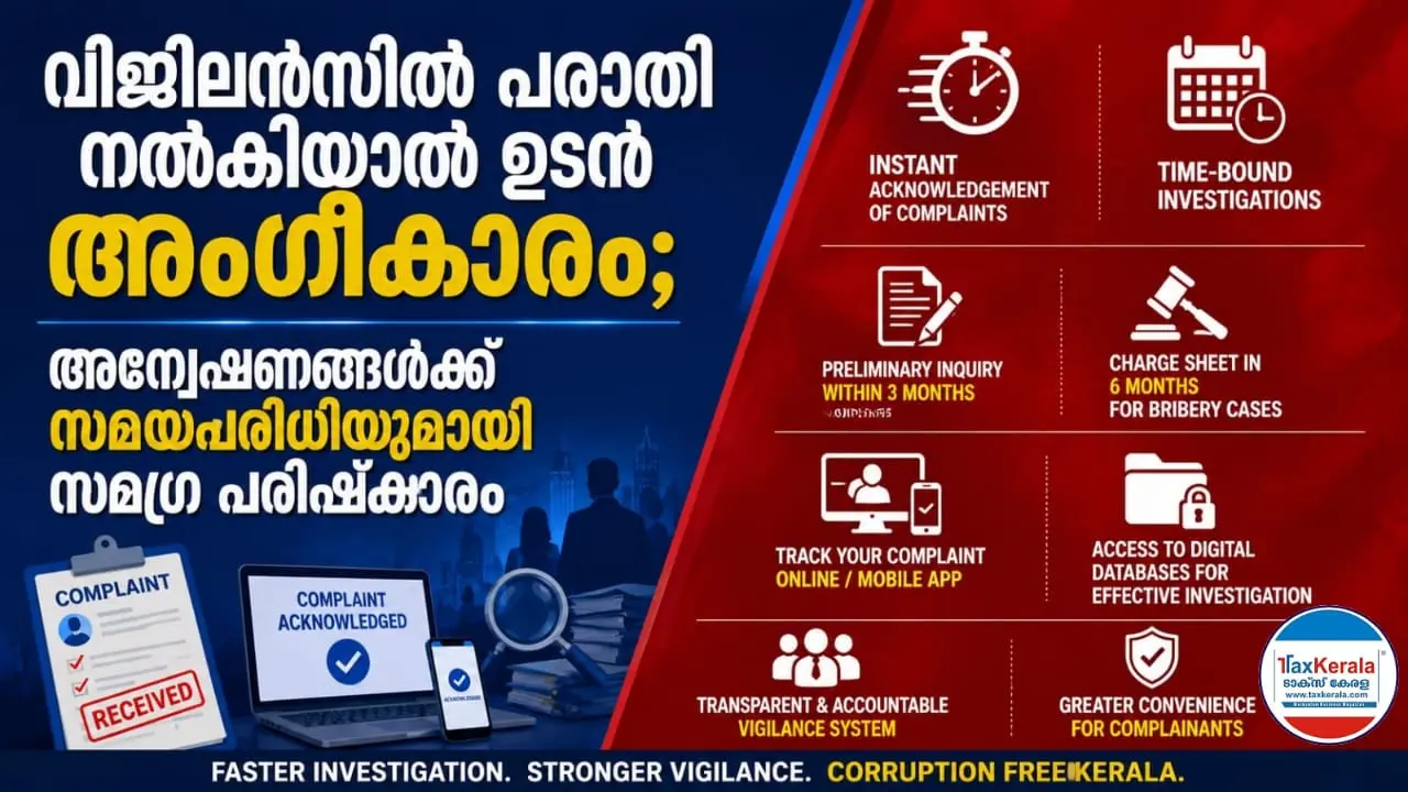 വിജിലൻസിൽ പരാതി നൽകിയാൽ ഉടൻ അംഗീകാരം; 3 മാസത്തിനകം പ്രാഥമിക അന്വേഷണം, കൈക്കൂലി കേസുകളിൽ 6 മാസത്തിനകം കുറ്റപത്രം