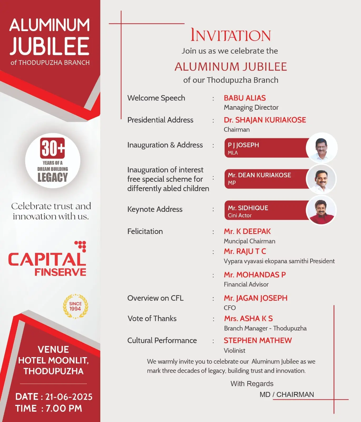 ALUMINUM JUBILEE of our Thodupuzha Branch