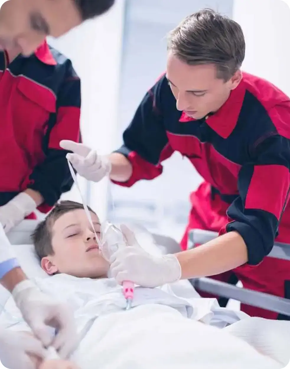 Emergency medical professionals caring for a patient