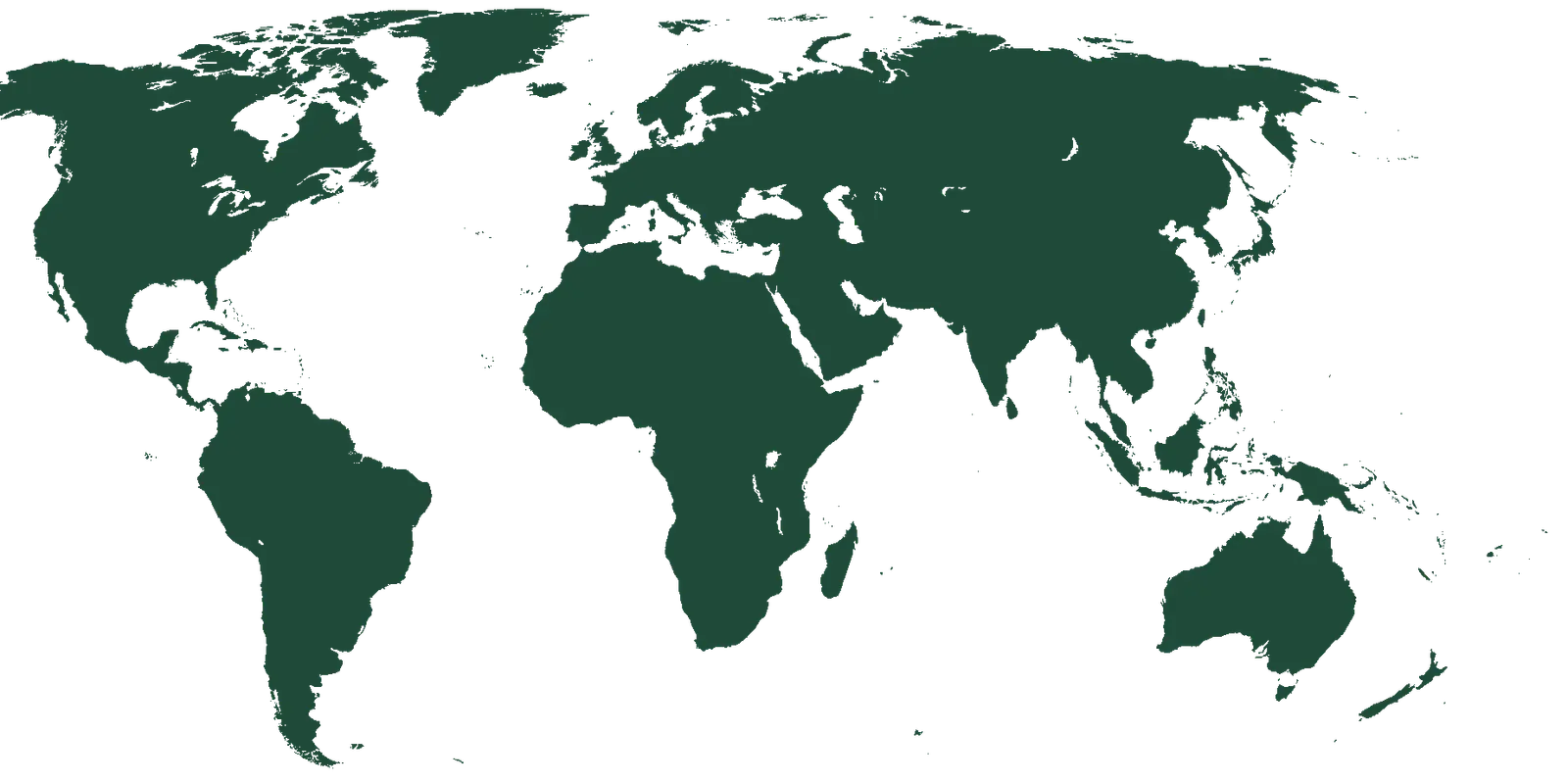 World map marking the regions Modiyil Exports ships Kerala spices to