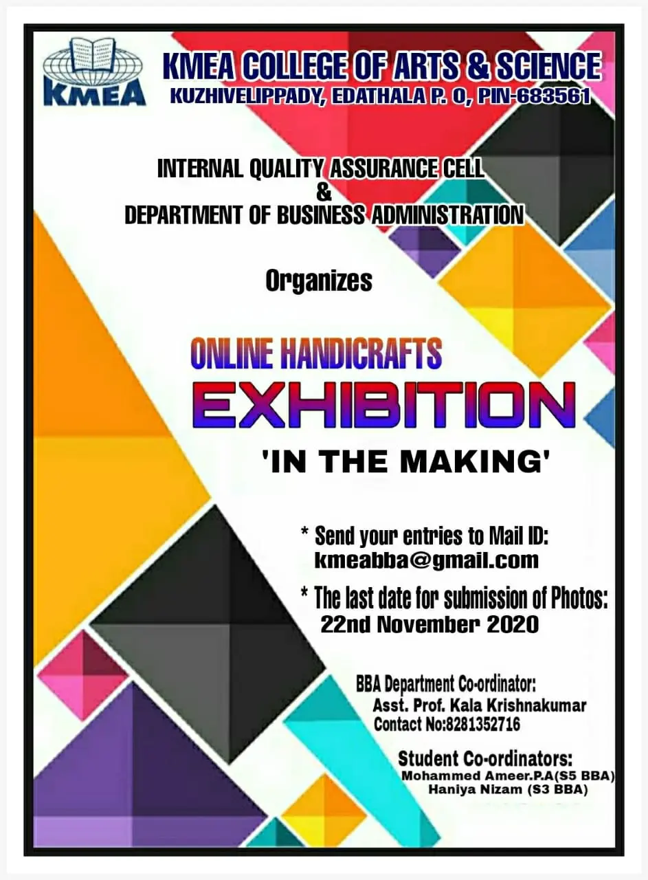 Department of BBA and IQAC organizes an "ONLINE HANDICRAFTS EXHIBITION".