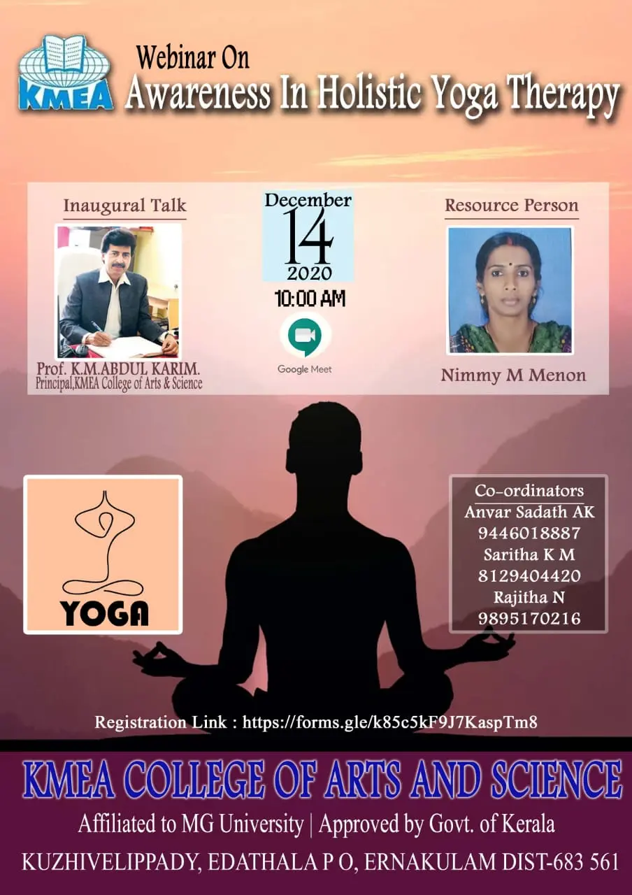 Organizes Webinar on "Awareness in Holistic Yoga Therapy" on 14/12/2020.