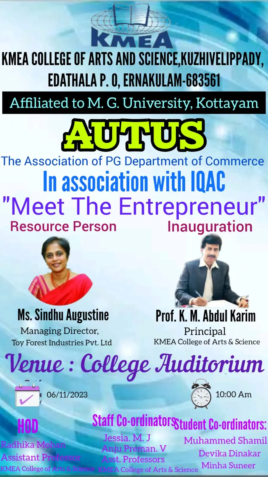 B.Com Association "Autus"  Inauguration on 06-11-2023