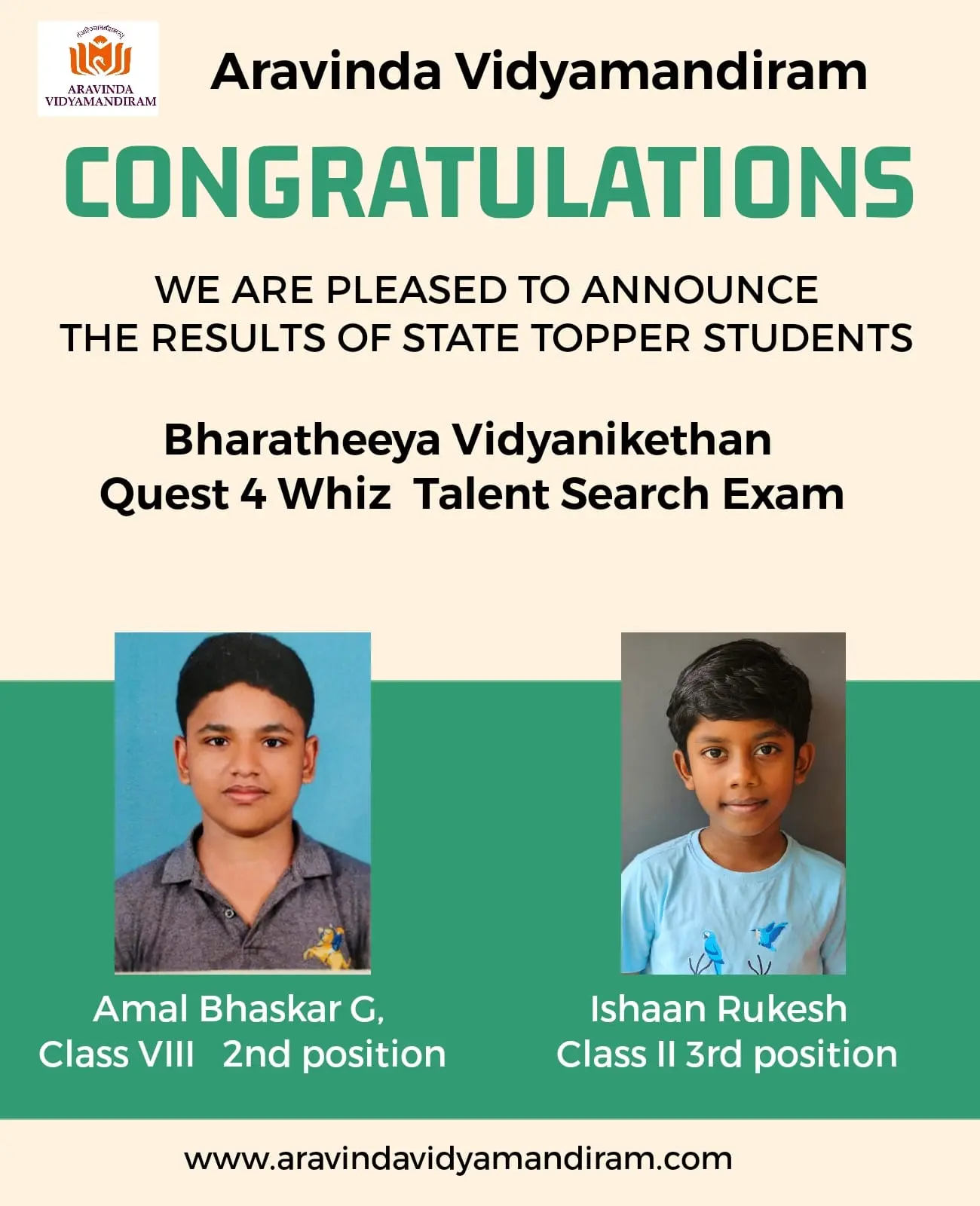 Hearty Congratulations to Our Students Who achieve Quest 4 Whiz Talent Search Exam