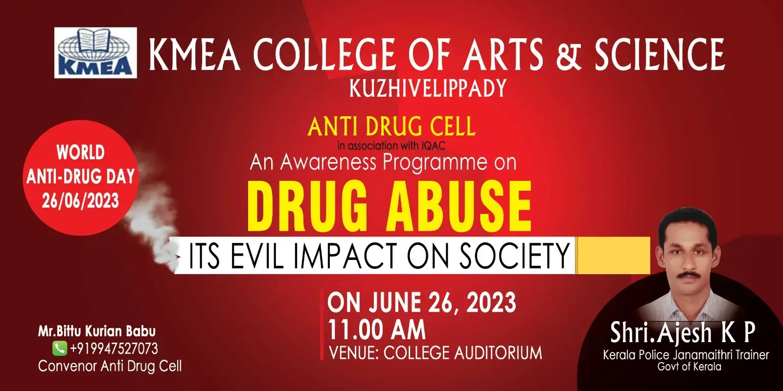 World Anti Drug Day Observation on 26-06-2023