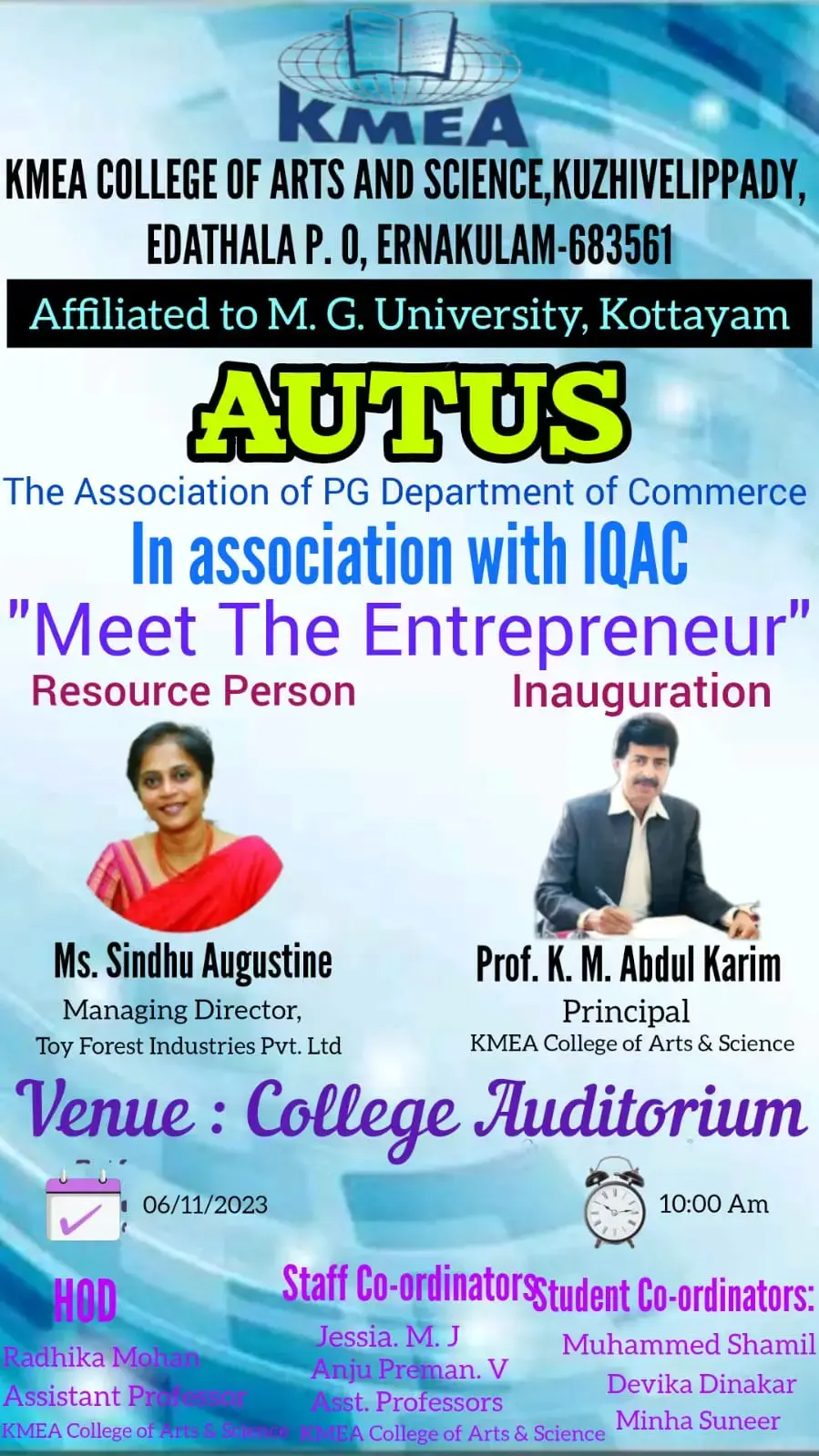 B.Com Association Autus Inauguration on 06-11-2023