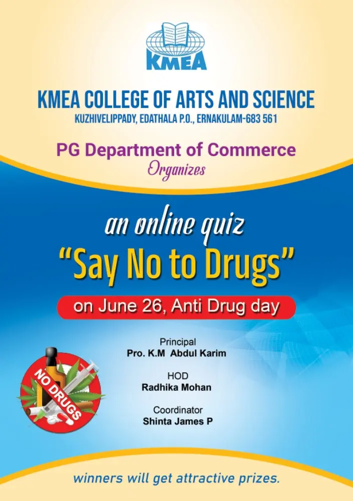 Online Quiz - Say No To Drugs on 26-6-2024 by PG Department of Commerce