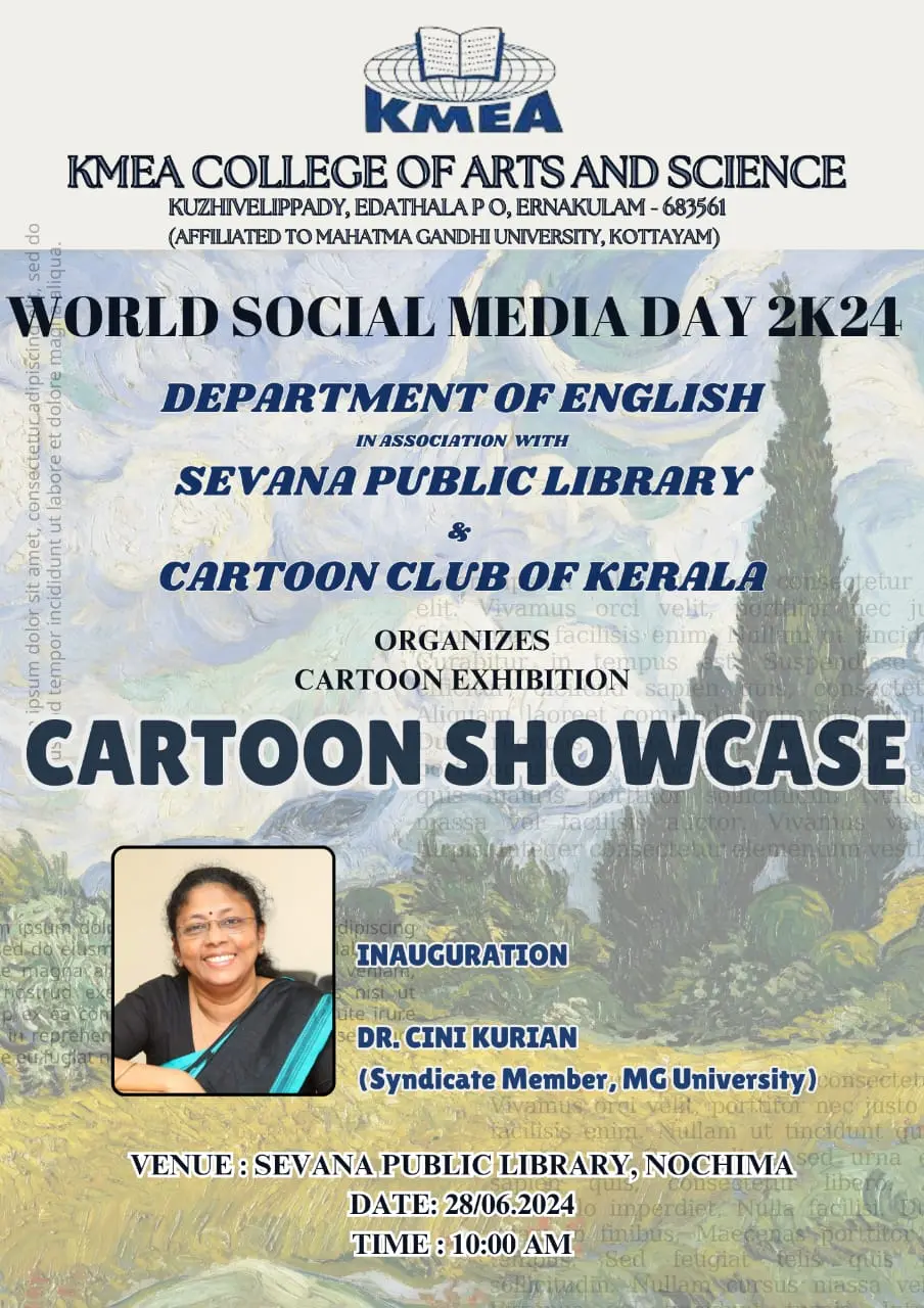 World Social Media Day 2024-Cartoon Show Case Association with Sevana Library and Cartoon Club of Kerala 2-7-2024