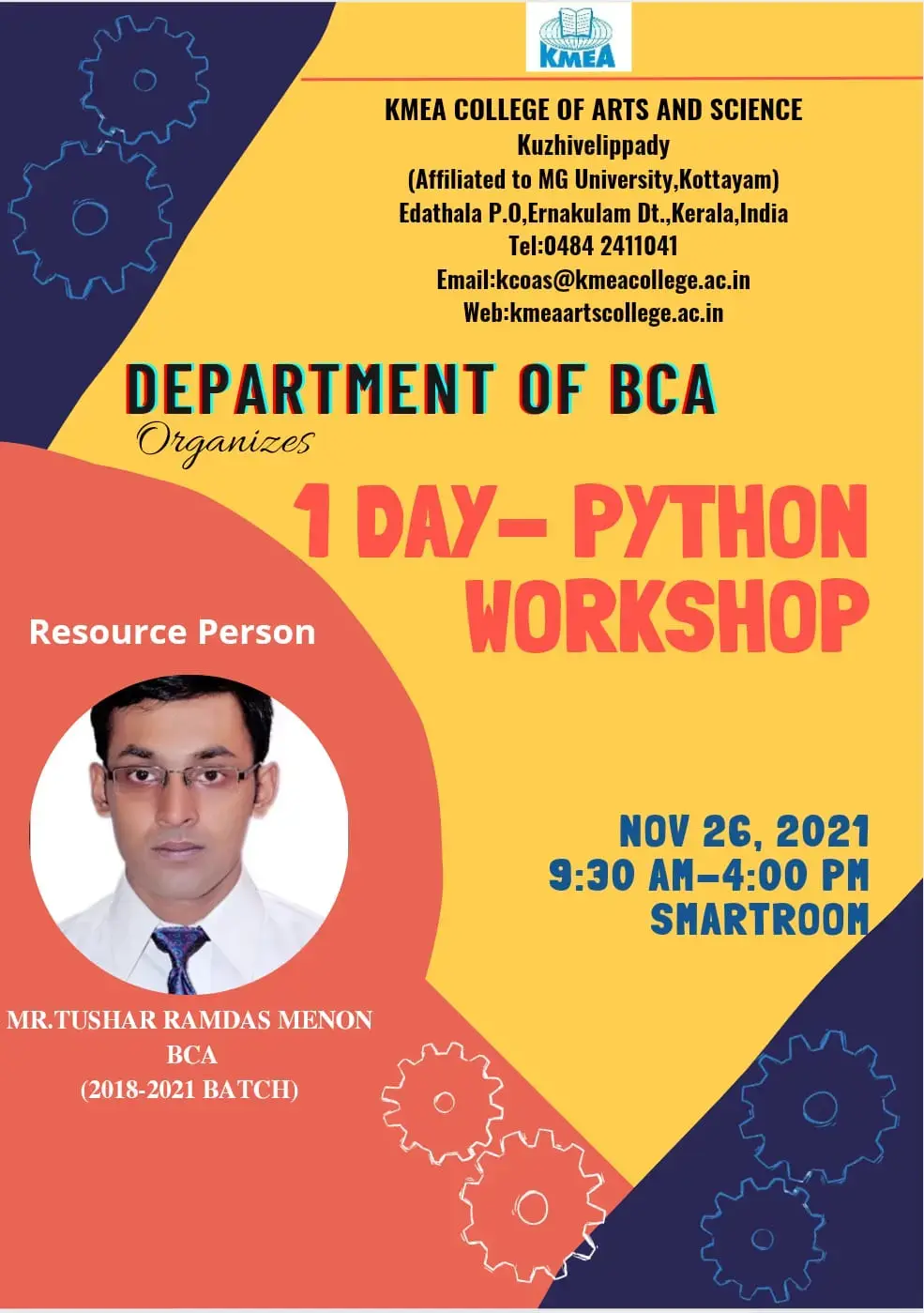 Department of BCA organized 1 - Day Python Workshop on 26-11-2021