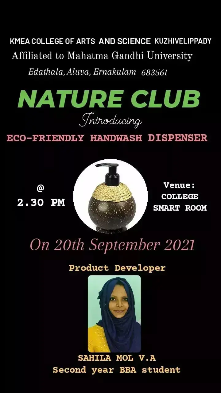 Nature club introducing ECO-FRIENDLY HANDWASH DISPENSER on 20-09-2021