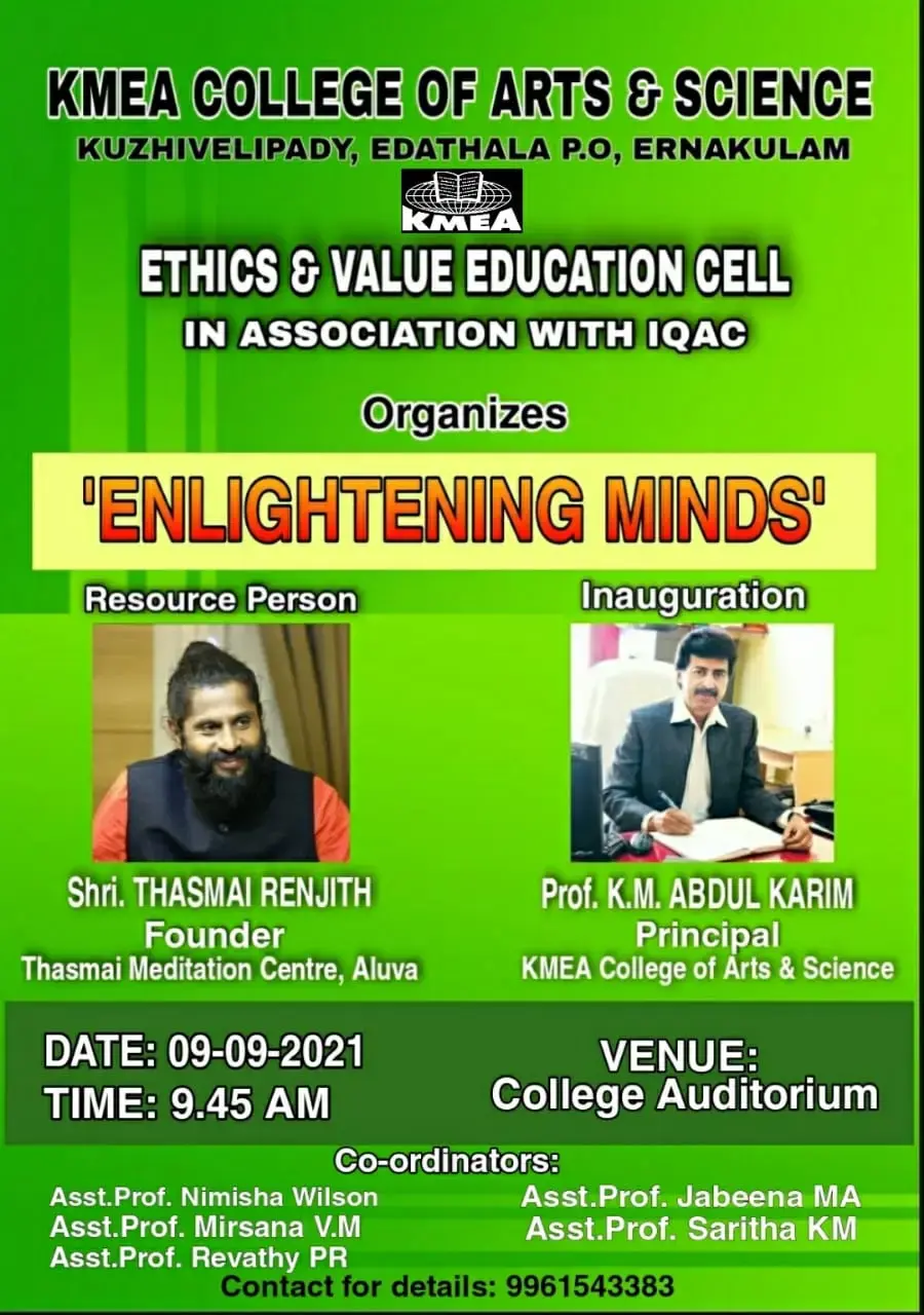 Ethics & Value Education Cell and IQAC organized Enlightening Minds on 9-9-2021