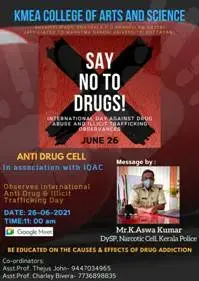 Anti drug Cell and IQAC organized programme SAY NO DRUGS on 26-6-2021