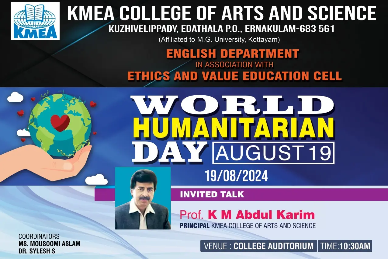 World Humanitarian Day (19-8-2024) Program on 21-08-2024.College Auditorium 11.30 am