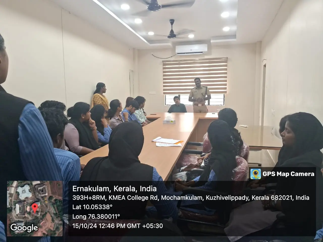 The S I of Police,Mr.SHINOJ ,Edathala Police   Station with Contesting Candidates of the Proposed  College Union Election  (15/10/2024.)