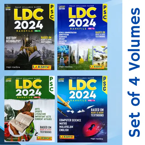Kerala PSC LDC 2024 Rank File Set of 4 Volumes Lakshya Publications
