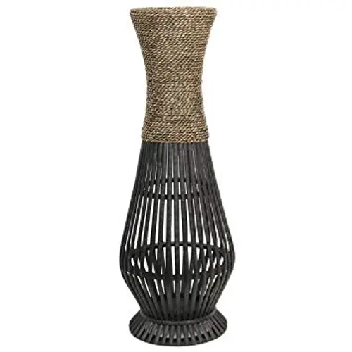 Tall Bamboo Wood Floor Vases