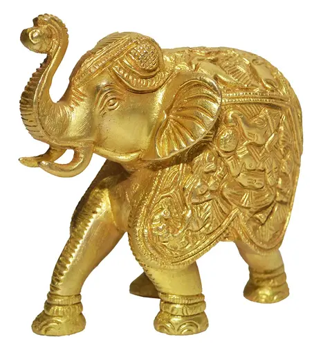 Gold Elegant Elephant Brass Statue