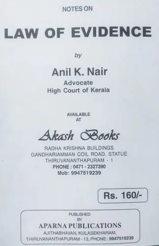 LAW OF EVIDENCE-ANIL K NAIR-APARNA PUBLICATIONS-NOTES