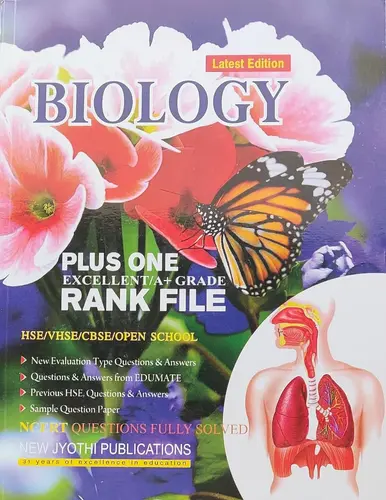 PLUS ONE BIOLOGY RANK FILE, +1,SCERT, Latest Edition, New Jyothi Publications