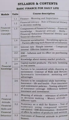 BASIC FINANACE FOR DAILY LIFE MGU UGP BCOM SEMESTER I