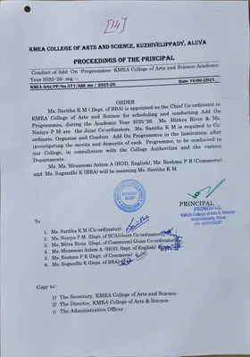 Conduct of Add- On -Programmes- KMEA College of Arts and Science-Academic Year 2025-‘26
