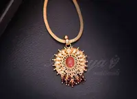 Coral Red Crystal Design Oval