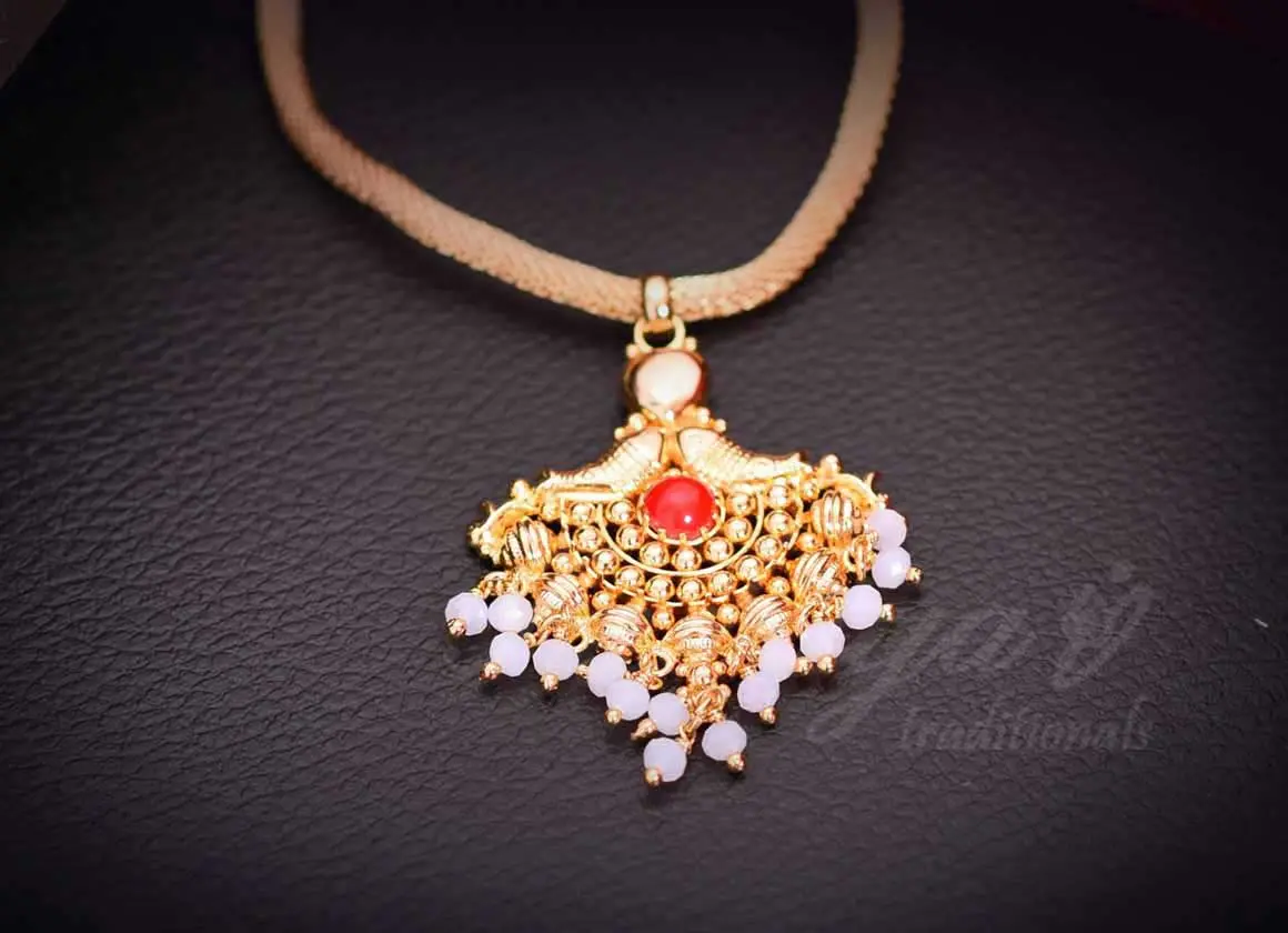 Coral Red And White Crystal Locket L10