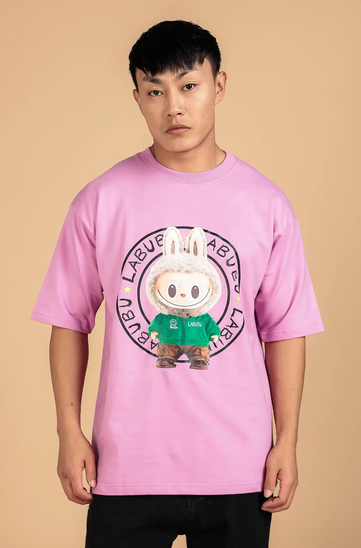 Men Labubu Pink Oversized T-Shirt 