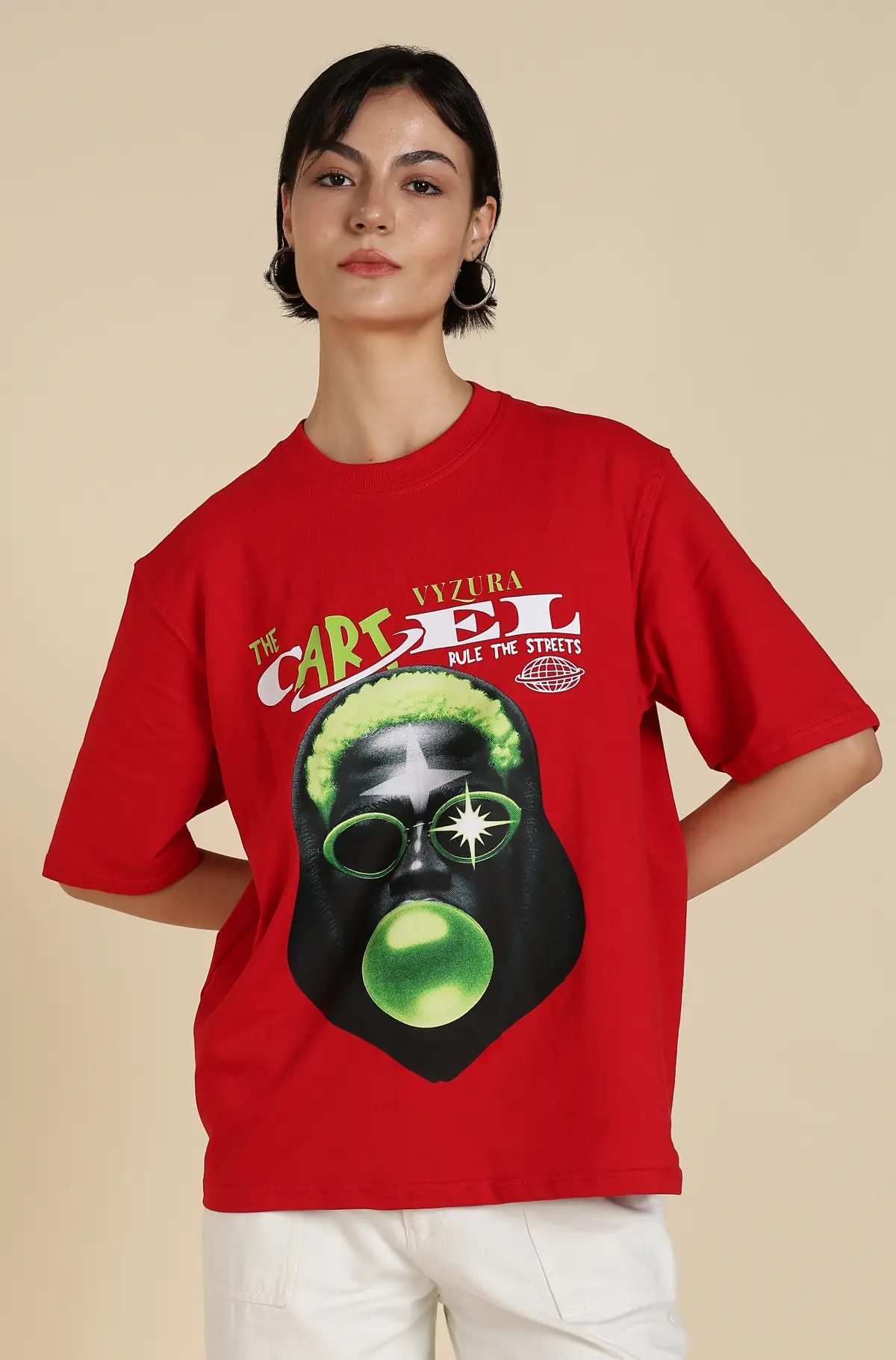 Vyzura Women Graphic Printed Oversized T-Shirt