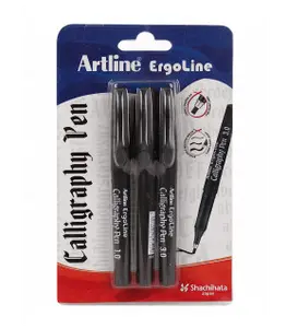 Artline Ergoline Calligraphy Pen - Black (3 Pcs with 1.0,2.0,3.0 Tips)