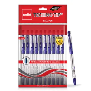 Cello Technotip - Ball Pen Set (Pack of 10 pens - Blue Ink) - Lightweight ball pens for pressure free & fine writing - Exam pens with grip