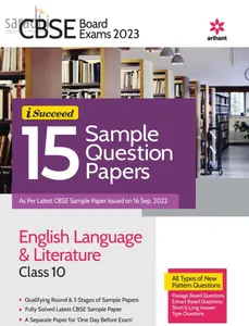 CBSE Board Exams 2023 iSucceed 15 Sample Question Papers English Language & Literature Class 10 | Arihant Publication