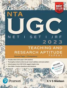 NTA UGC NET /SET/JRF Paper 1, Teaching and Research Aptitude – 2023, Includes latest 2022 paper and 2600+ Practice Questions with Solutions | Includes NEP - 2020| 7th Edition - By Pearson