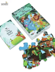Jigsaw Puzzle (24 Piece + Fun Fact Book Inside) Jungle Story